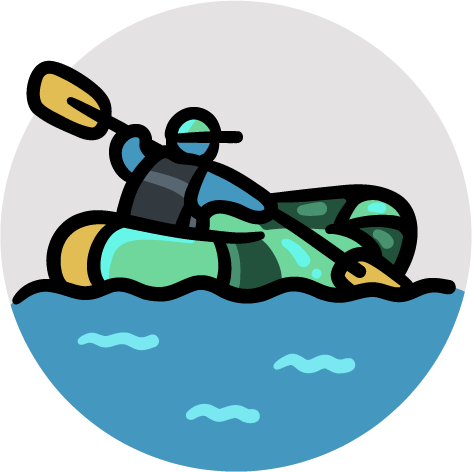 Person in einem Packraft