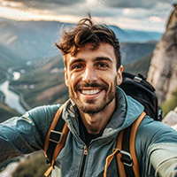 Photo de profil d'un homme en montagne
